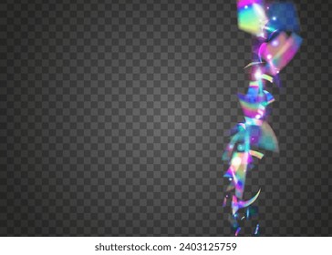 Rainbow Confetti. Shiny Abstract Gradient. Disco Flare. Pink Retro Glitter. Kaleidoscope Sparkles. Fiesta Art. Luxury Foil. Bokeh Background. Violet Rainbow Confetti