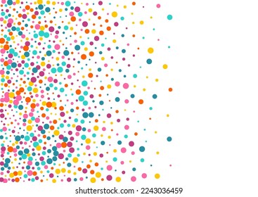 Rainbow Confetti Transparent Vector White Background. Christmas Dust Card. Decoration Circle Invitation. Multicolored Rain Top Illustration.