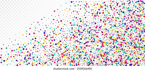 Rainbow Confetti Trendy Vector Background. Falling Down Gleam Circles Frame. Carnival Modern Garland. Christmas, New Year, Birthday Sparkle Decoration. Rainbow Confetti Falling. Holiday Celebration