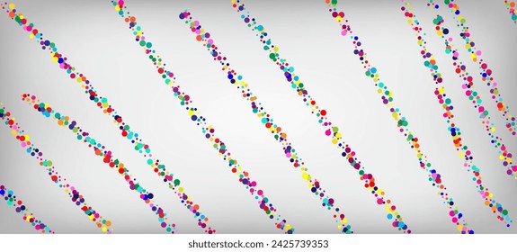 Fondo de vector de moda de confeti de arco iris. Cayendo Por El Marco De Gleam Circles. Celebración de vacaciones Carnaval Guirnalda moderna. Confeti de arco iris cayendo. Navidad, Año Nuevo, Decoración mágica de cumpleaños.