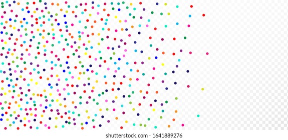 Rainbow Confetti Trendy Vector Wallpaper. Carnival Minimal Garland. Holiday Celebration Falling Down Bright Circles Frame. Rainbow Confetti Falling. Christmas, New Year, Birthday Magic Decoration.
