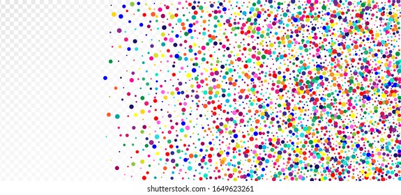 Rainbow Confetti Trendy Vector Wallpaper. Falling Down Bright Sequins Frame. Christmas, New Year, Birthday Sparkle Decoration. Holiday Celebration Rainbow Confetti Falling. Carnival Modern Garland.
