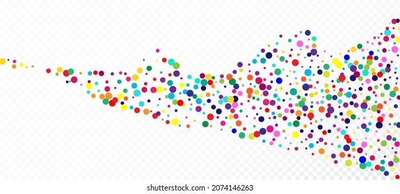 Rainbow Confetti Trendy Vector Wallpaper. Holiday Celebration Falling Down Bright Circles Frame. Christmas, New Year, Birthday Sparkle Decoration. Rainbow Confetti Falling. Carnival Modern Garland.