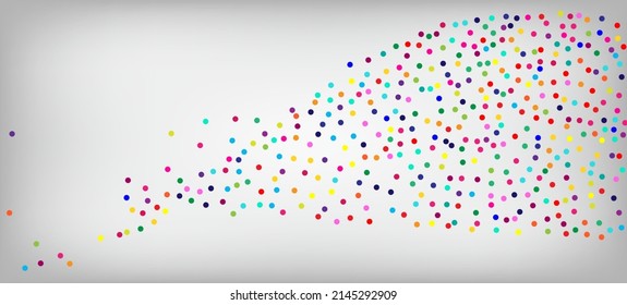 Rainbow Confetti Trendy Vector Wallpaper. Karneval Modern Garland. Shiny Circles fallen nach unten. Weihnachten, Neujahr, Geburtstag schlichter Dekor. Regenbogen Confetti Falling. Feierlichkeiten zu Feiertagen