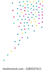 Rainbow Constellation Effect Vector White Background. Christmas Confetti Pattern. Festive Rain Texture. Color Stars Carnival Design.