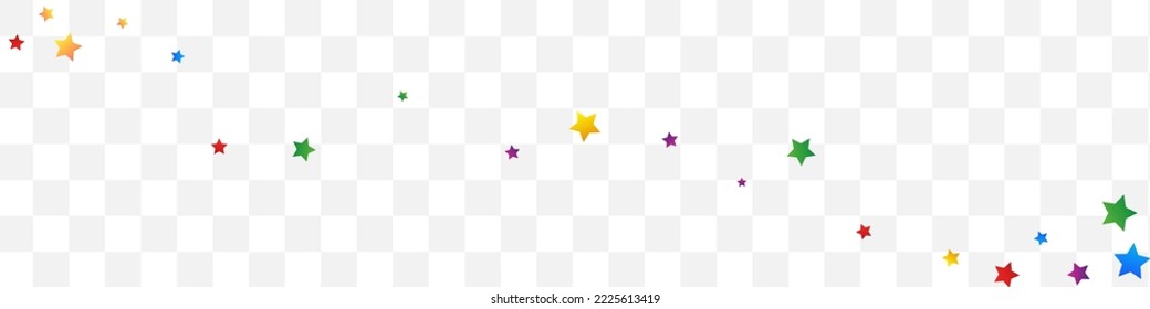 Rainbow Constellation Fun Vector Transparent Background Panoramic. Celebration Rain Background. Flying Starfall Card. Happy Stars Celebrate Postcard.