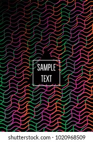 Rainbow Cool Minimal Cover. Vector Journal Background, Contrast Paper Texture. Glitter Glam Certificate Template Geometric Simple Business Minimal Cover. Fluid Blend Funky Party Poster Design.