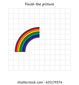 rainbow copy and coloring the picture, educational game for preschool
,children (kids). Complete the picture