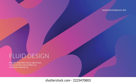 Cubierta arcoiris. Forma geométrica. Página de aterrizaje ondulado. Plantilla creativa. Vibrante Página. Patrón Futurista. Diseño dinámico plano. Afiche azul brillante. Cubierta violenta arcoiris