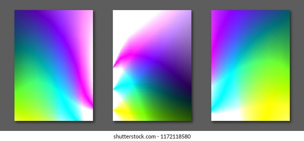 Rainbow covers design. Liquid iridescent color patterns. Melted fluids abstract background. Vector illustration, EPS10, A4 size. Placard, banner, booklet, flyer, brochure templates for design.
