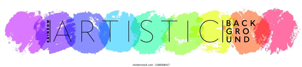 Rainbow creative horizontal banner from paint round strokes. Artistic abstract design for banners, posters etc.