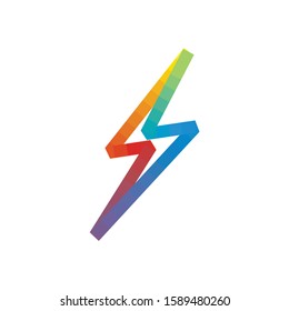 rainbow Creative illustration Thunder bolt Electric rainbow Concept logo design template  