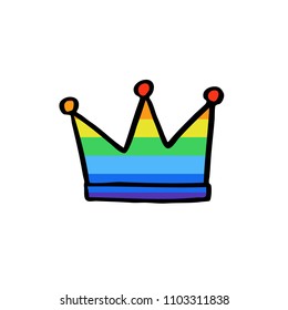 rainbow crown doodle icon