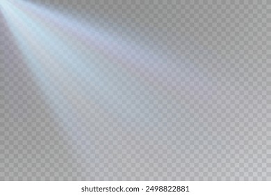 Estrella de cristal del arco iris. Luz del rayo de cristal, el sol brilla rojo, amarillo y azul del arco iris. Efecto óptico de luz de fuego. Efecto de reflexión de deslumbramiento de fuga de lente de Vector. Brillo de chispa. Luz solar.
