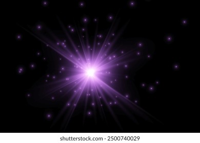Estrella de cristal del arco iris. Luz de rayo de cristal, el sol brilla el color rojo, amarillo y azul del arco iris. Efecto óptico de luz de fuego. Efecto de reflexión de deslumbramiento de fuga de lente de Vector. Brillo de chispa. Luz solar