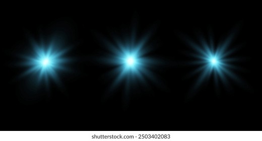 Regenbogenkristallstern. Kristallstrahlenbeleuchtung, Sonne scheint Regenbogen rot gelb und blau Farbe. Optischer Feuer-Lichteffekt. Reflektionseffekt der Reflexion durch Blendung der Vektorlinse. Glitzern. Sonnenlicht 