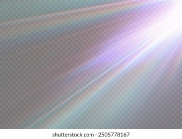 Estrella de cristal del arco iris. Luz de rayo de cristal, el sol brilla el color rojo, amarillo y azul del arco iris. Efecto óptico de luz de fuego. Efecto de reflexión de deslumbramiento de fuga de lente de Vector. Brillo de chispa. Luz solar