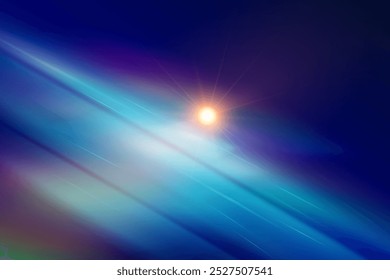 Estrella de cristal del arco iris. Luz de rayo de cristal, el sol brilla el color rojo, amarillo y azul del arco iris. Efecto óptico de luz de fuego. Efecto de reflexión de deslumbramiento de fuga de lente de Vector. Brillo de chispa. Luz solar