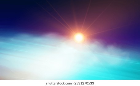 Regenbogenkristallstern. Kristallstrahlenbeleuchtung, Sonne scheint Regenbogen rot gelb und blau Farbe. Optischer Feuer-Lichteffekt. Reflektionseffekt der Reflexion durch Blendung der Vektorlinse. Glitzern. Sonnenlicht	