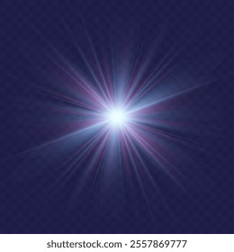 Rainbow crystal star. Crystal ray light, sun shines rainbow red yellow and blue color. Optical fire light effect. Vector lens glare leakage glare reflection effect. Sparkle shine. Sunlight 