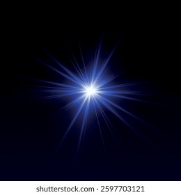 Rainbow crystal star. Crystal ray light, sun shines rainbow red yellow and blue color. Optical fire light effect. Vector lens glare leakage glare reflection effect. Sparkle shine. Sunlight 