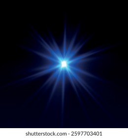Rainbow crystal star. Crystal ray light, sun shines rainbow red yellow and blue color. Optical fire light effect. Vector lens glare leakage glare reflection effect. Sparkle shine. Sunlight 