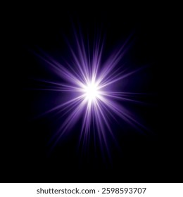 Rainbow crystal star. Crystal ray light, sun shines rainbow red yellow and blue color. Optical fire light effect. Vector lens glare leakage glare reflection effect. Sparkle shine. Sunlight 