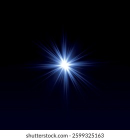 Rainbow crystal star. Crystal ray light, sun shines rainbow red yellow and blue color. Optical fire light effect. Vector lens glare leakage glare reflection effect. Sparkle shine. Sunlight 