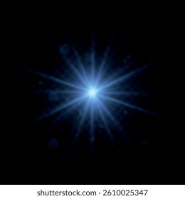 Rainbow crystal star. Crystal ray light, sun shines rainbow red yellow and blue color. Optical fire light effect. Vector lens glare leakage glare reflection effect. Sparkle shine. Sunlight 