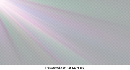 Estrella de cristal del arco iris. Luz de rayo de cristal, el sol brilla el color rojo, amarillo y azul del arco iris. Efecto óptico de luz de fuego. Efecto de reflexión de deslumbramiento de fuga de lente de Vector. Brillo de chispa. Luz solar