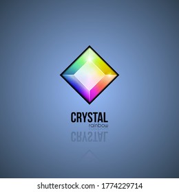 Rainbow crystal. Trendy gradient design facet gem. Shape logo in multiple colors for business visual identity. Vector geometric icon