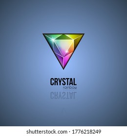 Rainbow crystal. Trendy gradient design facet gem. Shape logo in multiple colors for business visual identity. Vector geometric icon