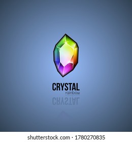 Rainbow crystal. Trendy gradient design facet gem. Shape logo in multiple colors for business visual identity. Vector geometric icon