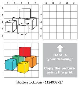 Rainbow Cubes, the educational game with simple game level. Copy the picture.
