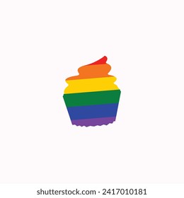 Rainbow cupcake, isolated on a background