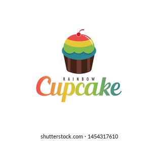 Rainbow Cupcake Logo Design Templete