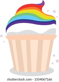Rainbow cupcake or muffin. Vector illustration.