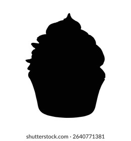 Rainbow cupcake silhouette isolated on white background
