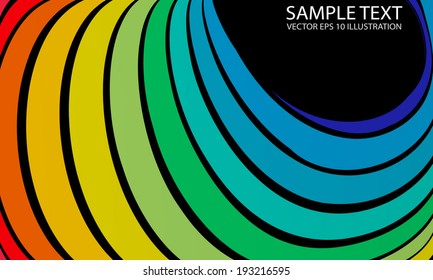 Rainbow curvatures vector background  reflected  - Colorful  vector arc  background illustration