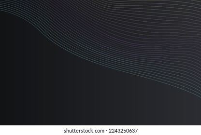 Rainbow Curve Smooth Vector Black Background. Neon Stripe Energy Brochure. Blend Graphic Illustration. Gradient Shape Geometric Template.
