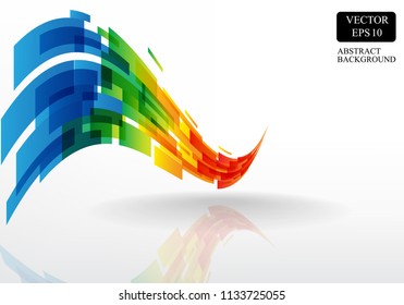 rainbow curve square abstract white background