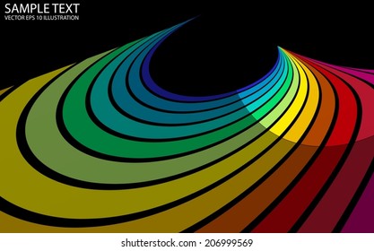 Rainbow curved background abstract illustration - Vector color striped background  template