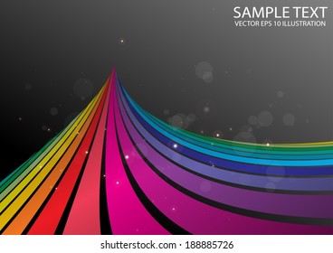 Rainbow curved color abstract background  illustration - Colorful striped background illustration template