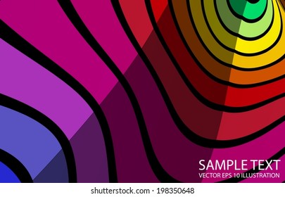 Rainbow curved lighted background abstract illustration - Vector colorful striped  background  template