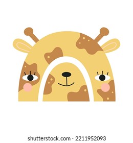 Rainbow With Cute Giraffe Face. Nursery Art. Vector Illustration