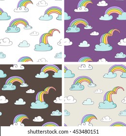 Rainbow - cute set of seamless patterns