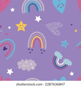 Rainbow cute vector illustration pattern