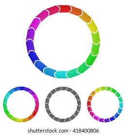 Rainbow cycle logo icon symbol design template set for rotation, recycling, motion concepts.