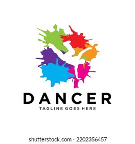Rainbow Dance Logo Design Vector