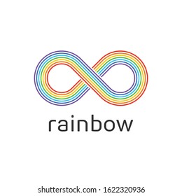 Rainbow decorative icon isolated on white background. Simple rainbow, bright colors, colorful striped pattern. Vector illustration in flat style. EPS 10.